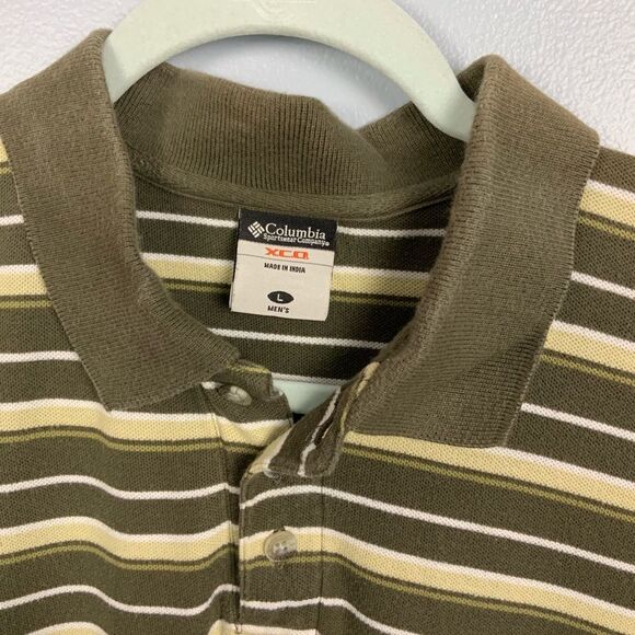 Columbia Yellow Striped Polo Shirt Size Large - Picture 2 of 4